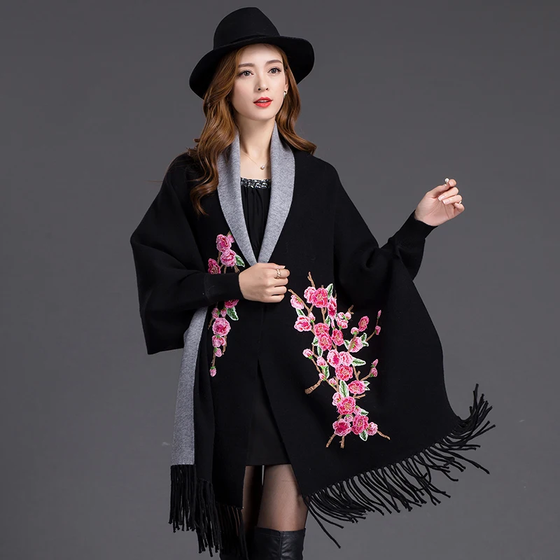 Брендовое Новое ювелирное женское кашемировое двустороннее пончо Zizith шаль с