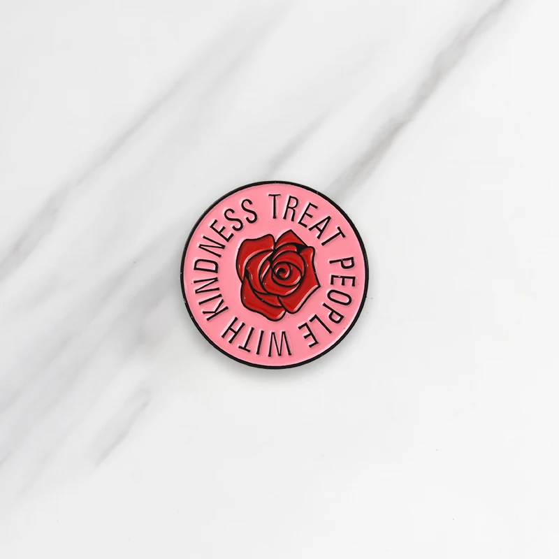 Розовая красная роза мягкие эмалированные броши пуговица для людей с добротой