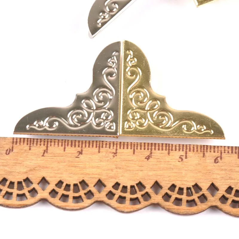 Золотые/серебряные металлические углы с цветами для книг скрапбукинга