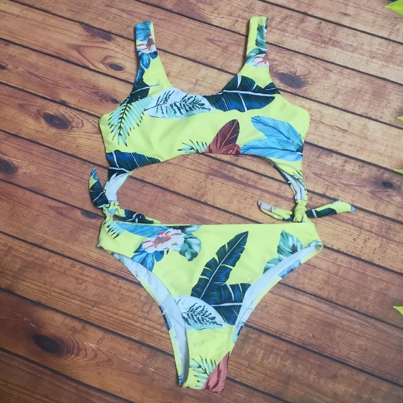 2018 г. пикантные открытые бикини фланг Strappy Hollowed Для женщин Плавание костюм Одна