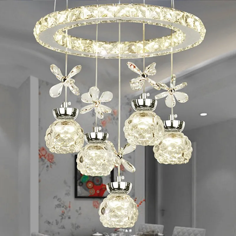 B Современный светодиодный светильник-люстра из нержавеющей стали lustre para sala светодиодный Kroonluchter комнатная Подвесная лампа хрустальная люстра светильник - Цвет абажура: B