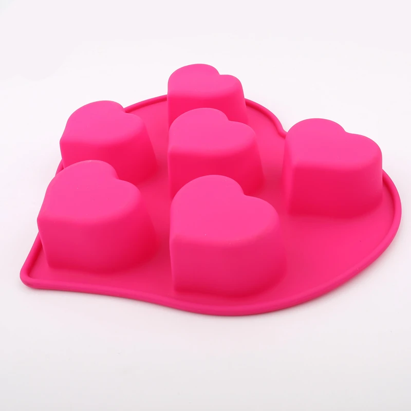 Силиконовый мини торт в форме сердца с 6 отверстиями мусс молд ручной работы