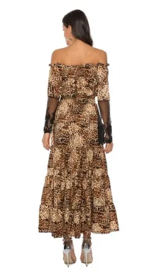 Solid Print Boho Maxi Woman Dress Office Lady Fashion Vintage Beach Dresses Slash Neck Long Sleeve Party Vestido | Женская одежда