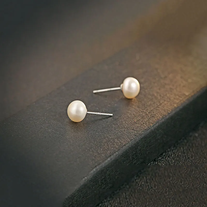 Женские серьги гвоздики FNJ из серебра 925 пробы с искусственным жемчугом 100%