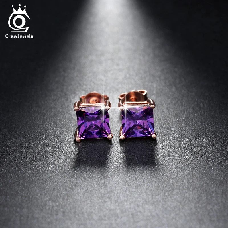 ORSA JEWELS женские серьги 1ct кубический циркон без никеля большие серьги-гвоздики ювелирных изделий OE148