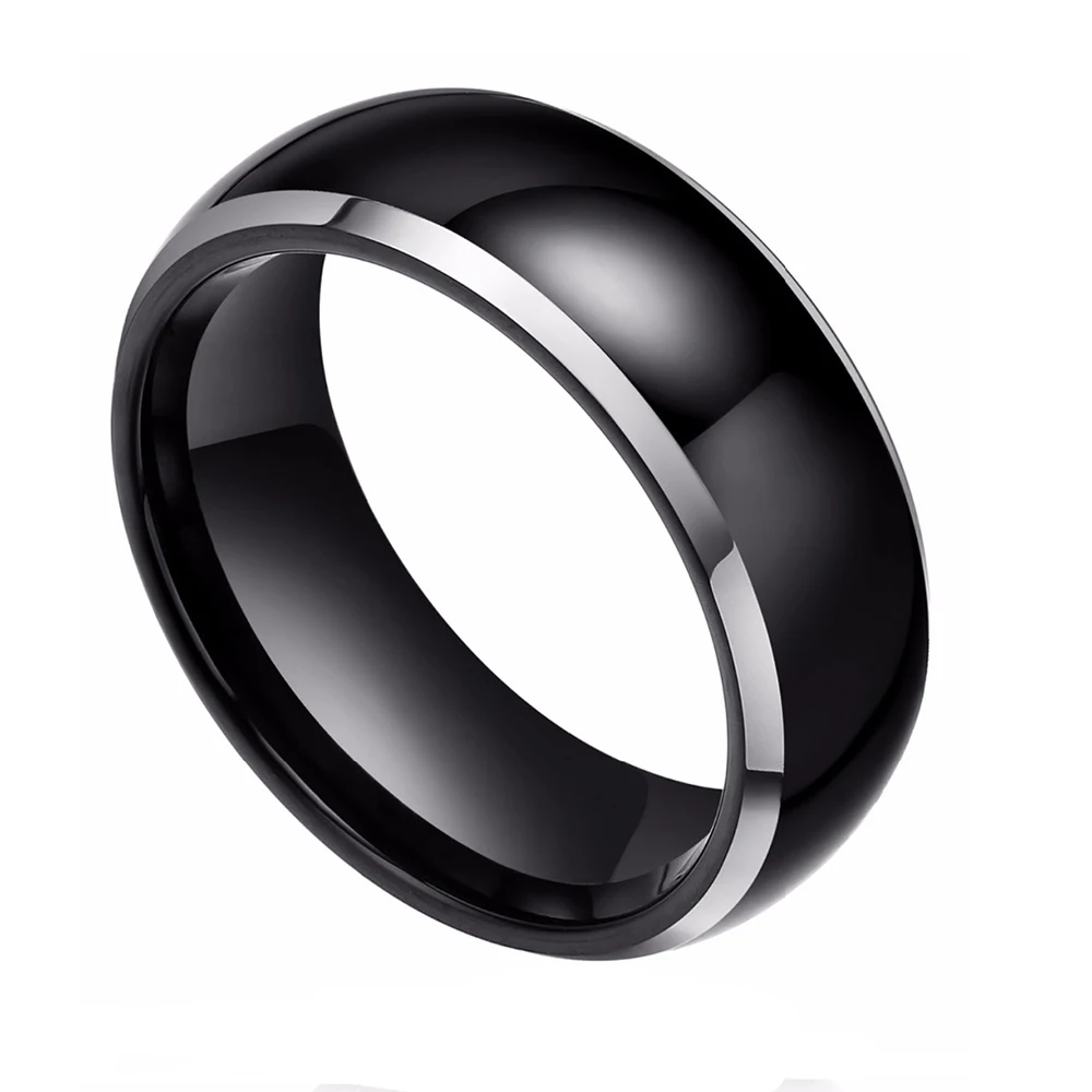 Мужское обручальное кольцо Tigrade черное из чистого карбида вольфрама для мужчин