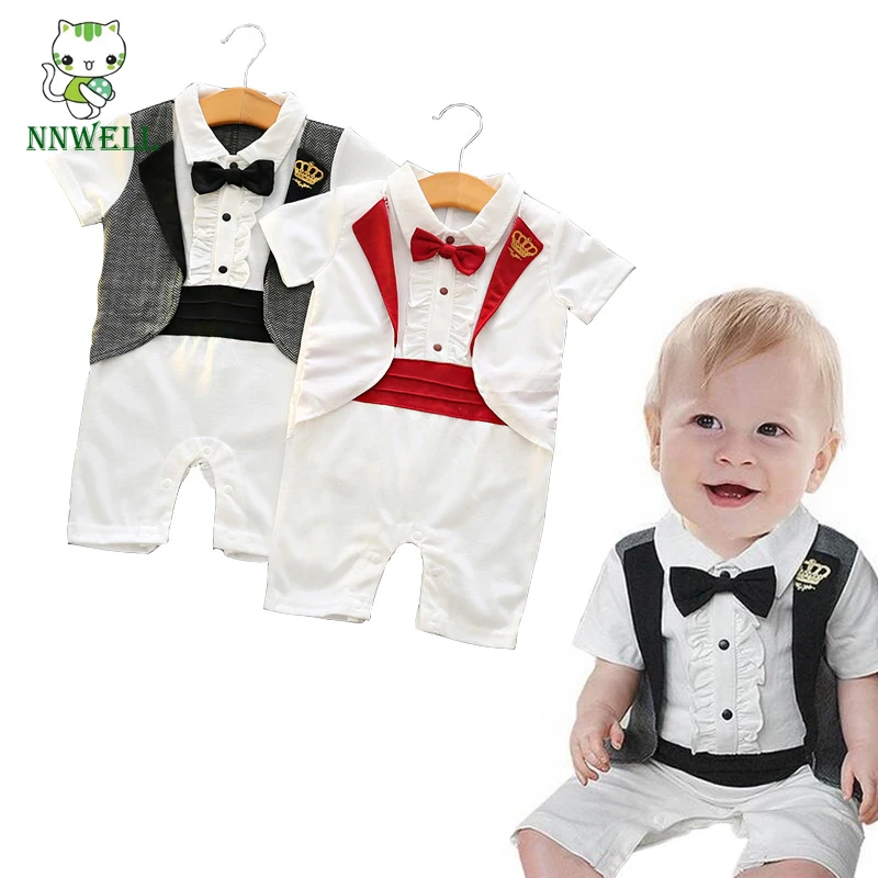 NNW/летние Крестильные костюмы с короткими рукавами и галстуком-бабочкой для