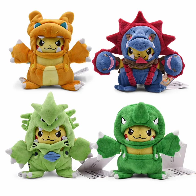 4pcs 20 см героя Аниме Пикачу мягкая плюшевая игрушка для костюмированной игры, Чаризард, Tyranitar hydreigon игрушки подушки Кукла Детская Детские подарки на день рождения - Цвет: 4pcs