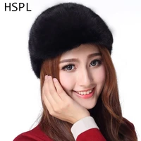 hspl hats for women 2021 snapback natural mink fur hat women winter genuine mink fur caps black brown mink fur