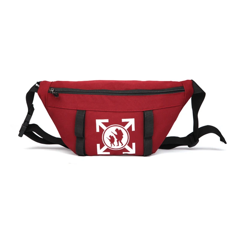 Red waist bag Мужская поясная сумка унисекс, холщовая нагрудная сумка с буквенным принтом, школьная поясная сумка, Уличная Хип-Хоп сумка на плечо, парные дорожные поясные сумки 85 - Цвет: Red waist bag