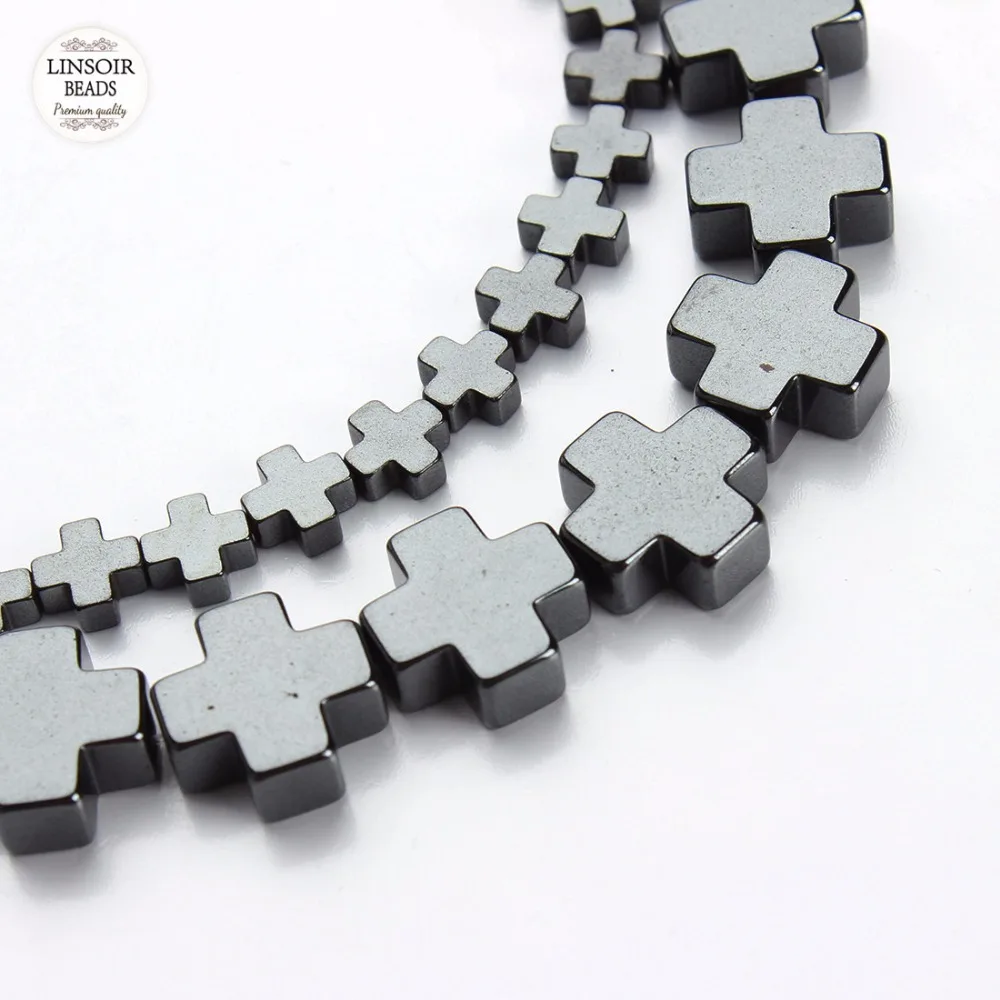 LINSOIR 1 нитка натуральный крест черный гематит бусины 6 мм 12 камень для