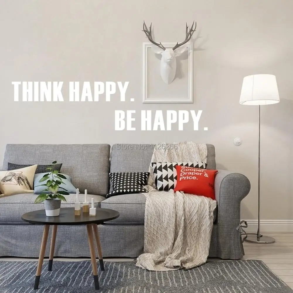 Think Happy Be Quote настенные художественные виниловые наклейки съемные обои для