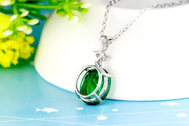 Everoyal Girls Charm Green Crystal Fox Pendant Necklace Jewelry Female Trendy 925 Silver For Women Accessories Lovers | Украшения и
