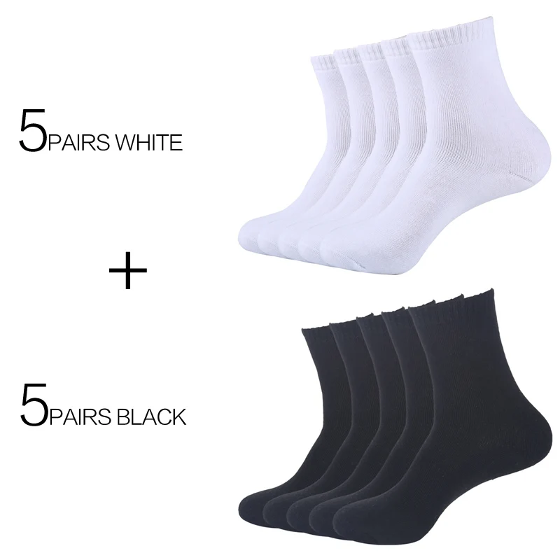 Black And White 10 пар/лот, высокое качество, мужские зимние утепленные махровые бизнес хлопковые носки, мужские теплые махровые носки, горячая Eur40-44 - Цвет: Black And White