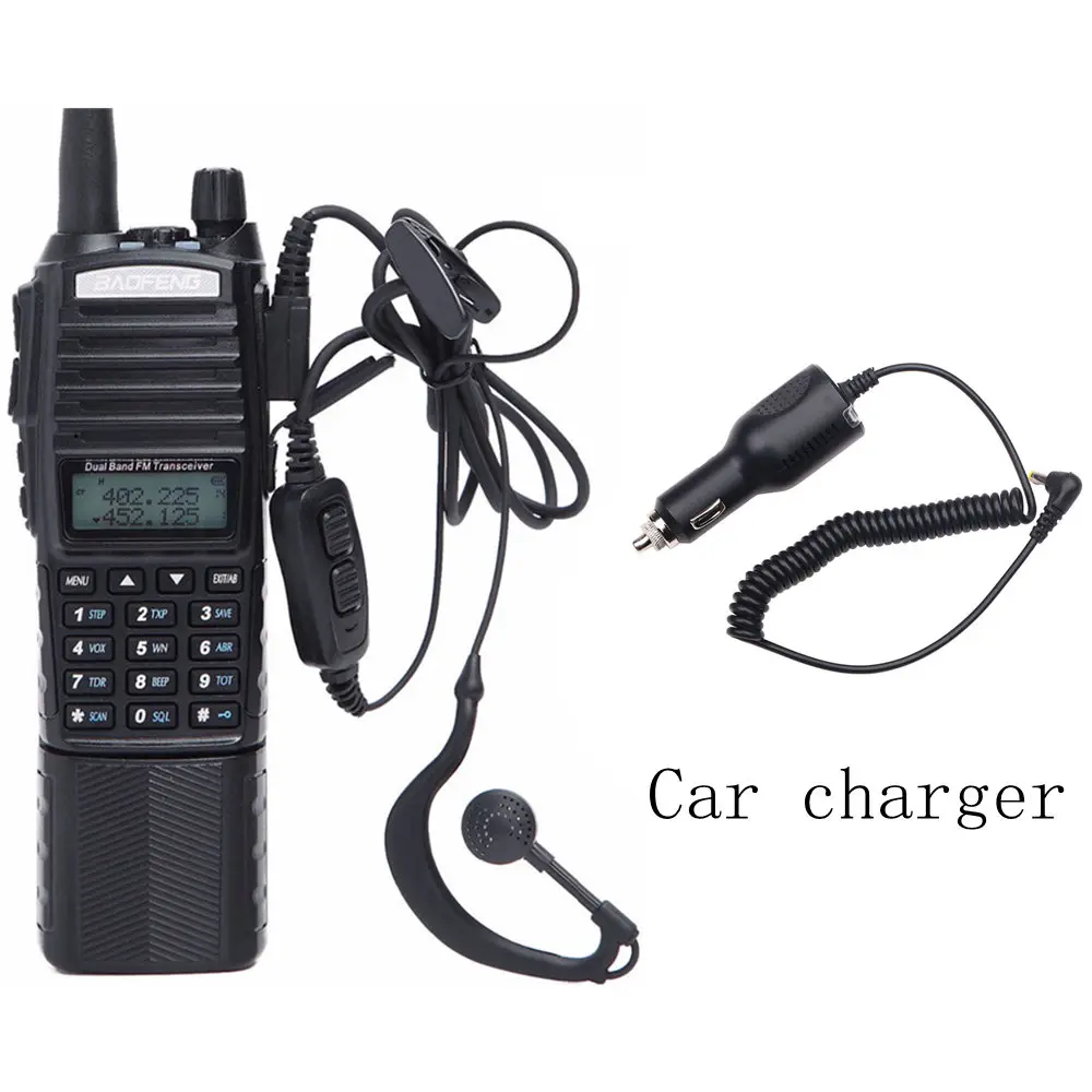 BaoFeng UV-82 рация 5 Вт 3800 мАч батарея Двухдиапазонная UV82 двухсторонняя радио Мощный двойной дисплей двойной PTT HAM охотничье радио - Цвет: add car charger
