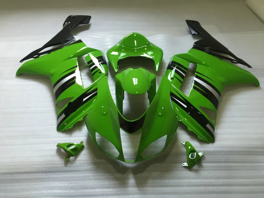 Набор обтекателей мотоцикла для KAWASAKI Ninja ZX6R 07 08 636 2007 2008 zx 6r Новое зелено черные