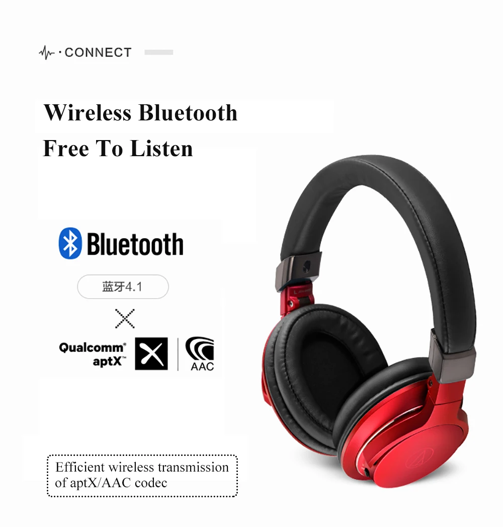 Оригинальные наушники Audio-Technica ATH-AR5BT, Bluetooth, музыкальные Проводные/беспроводные складные наушники с пультом дистанционного управления, микрофон Hi-Res Hifi