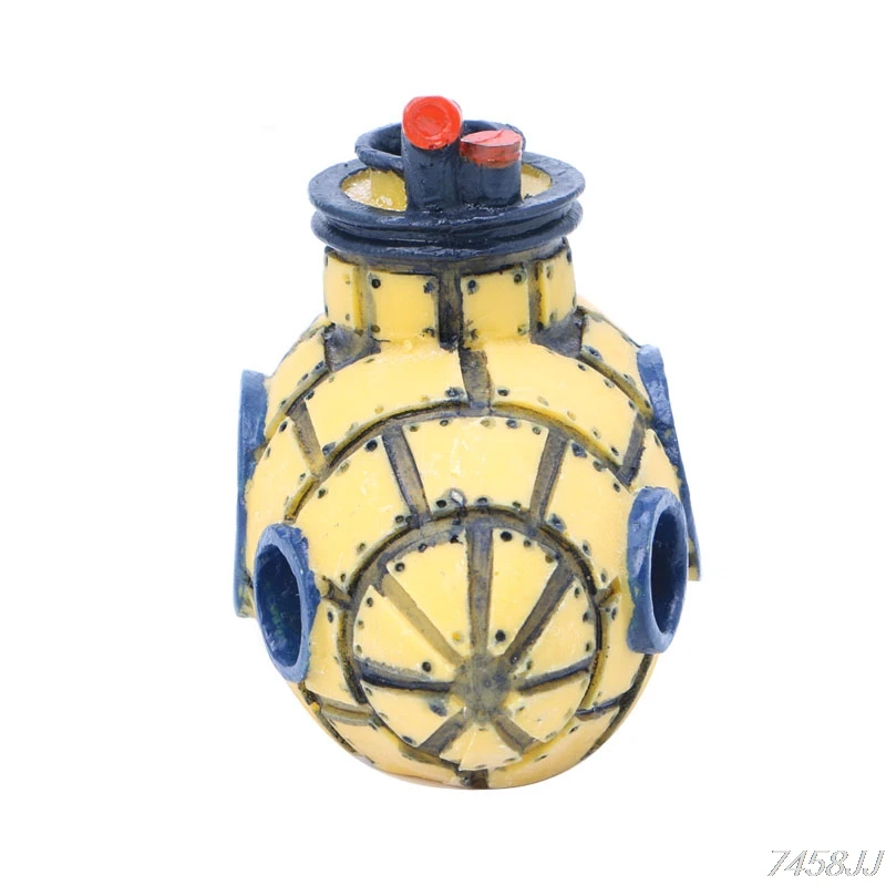 Подводная лодка украшение для аквариума скрывающаяся пещера ландшафтного