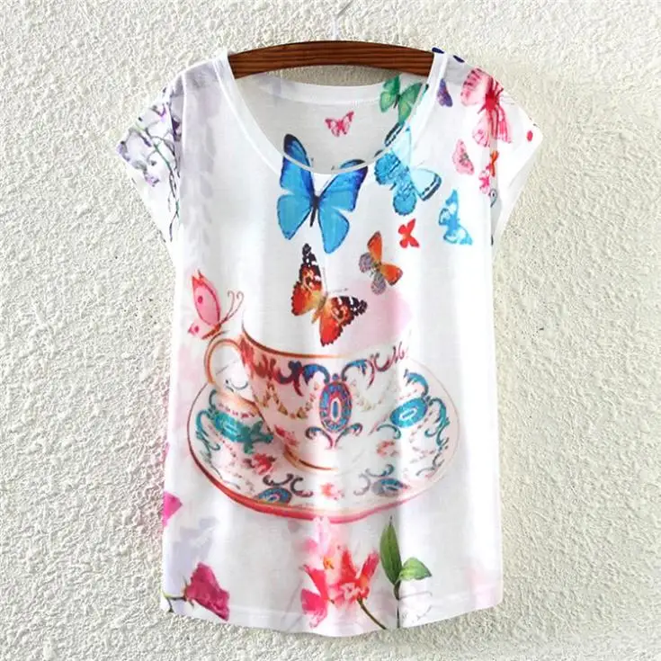 Женская футболка с коротким рукавом принтом в виде кота и лица лето 2015|women tshirt|tshirt