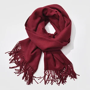 winre red Luna& Dolphin, Женские однотонные кашемировые шарфы с кисточками, зимний толстый теплый шарф, высокое качество, Женская шаль, Пашмина, палантин - Цвет: winre red