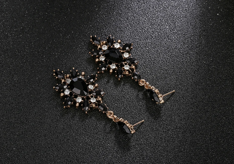 XIYANIKE, большие серьги, винтажные, длинные, женские, модные, стразы, Черная смола, металл, с драгоценными камнями, серьги для женщин, девушек, E112