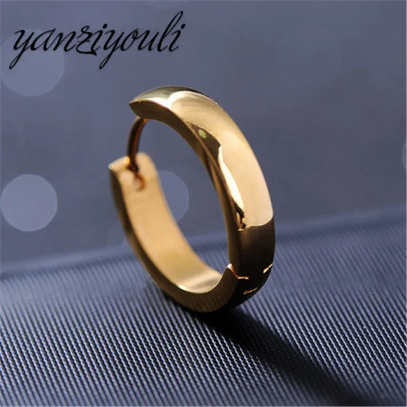 1pair 5 Colors Punk Round Titanium Steel Buckle Tide Stainless Earring Cool Ear Stud for Men Male and Female |