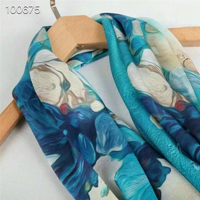 100% натуральный шелк длинный шарф женский шелковый роскошный брендовый шаль и