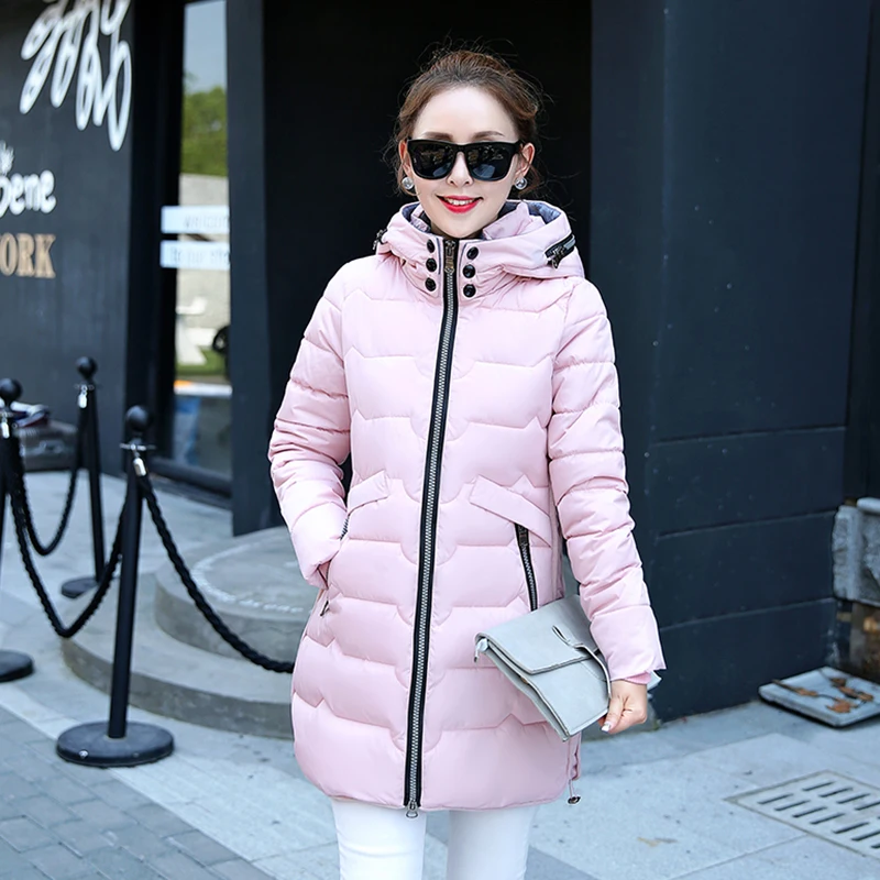 Женские пуховые куртки свободного покроя теплые парки с капюшоном из хлопка