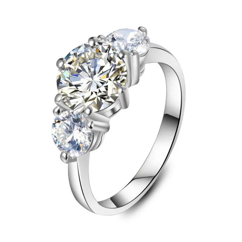 

Charming Design 3.2CT 3Stones Jewelry Sterling Silver Finger Ring White Gold Plated NSCD Diamond Engagement Ring for Women Ring