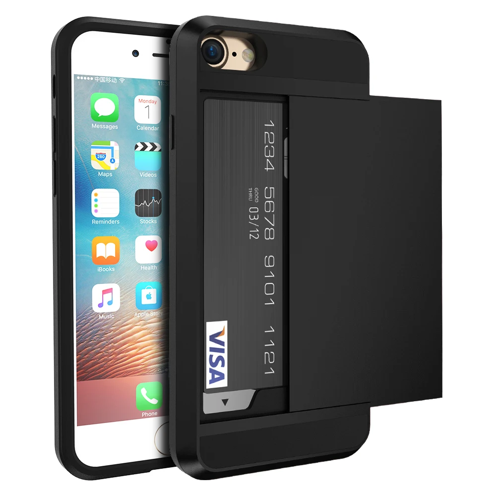New Kisscase Панцири Гибридный чехол для iPhone 5S 5 SE 6S 6 держатель карт сзади Чехол IPhone X 8 7