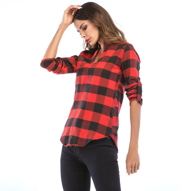 VOLOCEAN женская блузка Рубашки 2019 Модные клетчатые Блузы шифоновые женские офисные