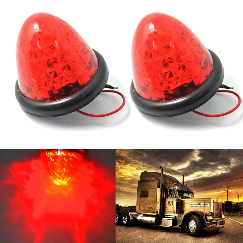 

2Pcs 16LED Car Side Marker Lights Round Beehive Clearance Lamp for 24V Truck Trailer Cab Caravan