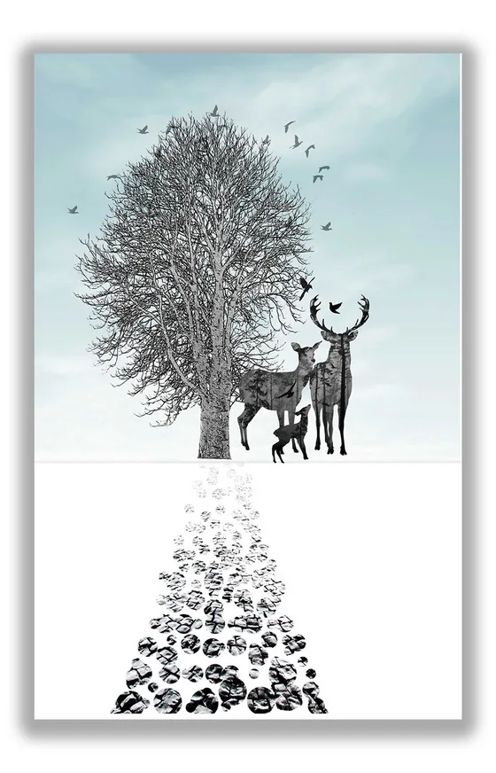Рождество скандинавский стиль холст художественный принт постер обои олени и