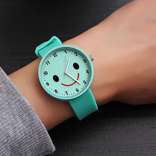 JBRL силикона Однотонная одежда наручные часы Детские усмешки ребенок кварцевые