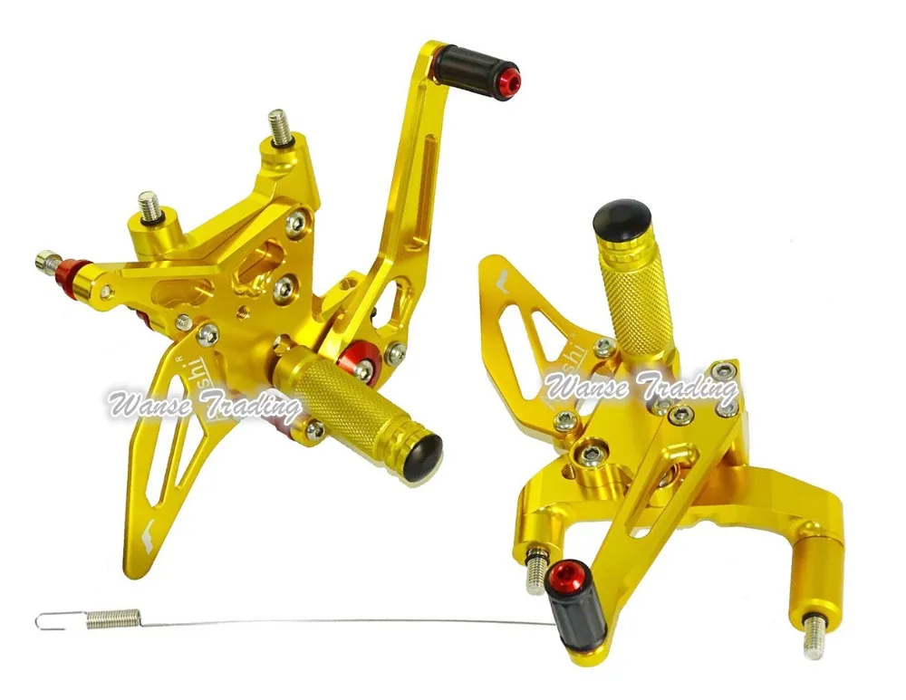 

CNC Алюминиевый Регулируемый наездник задние комплекты Rearset подставка для ног Золотое для DUCATI 1199 Panigale R/S 2012 2013 2014 2015