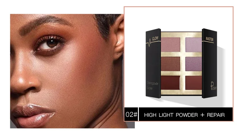 Небесно-голубой Pudaier Shimmer Brighten Face Highlighter Makeup Powder Suit Eyeshadow Face Contour Palette Long Lasting High Gloss Fine Powder - Цвет: Небесно-голубой