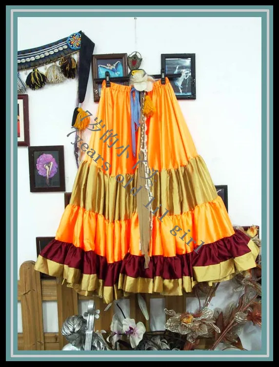 

Satin silk Furlong Ming Go belly dance 4 layer 20 expansion skirt 9EX48