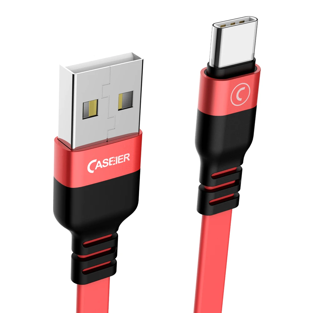 CASEIER 2.4A USB C кабель для samsung Galaxy S9 Plus 1 м usb type C кабель передачи данных для быстрой зарядки для Xiaomi Mi 8 Oneplus 6 USB зарядное устройство - Цвет: Red