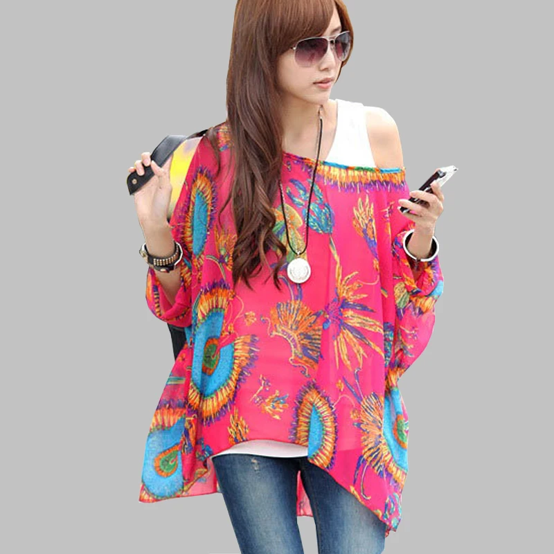 Блуза из шифона с 6XL размера плюс женская одежда 2021 новинка плед печати летние