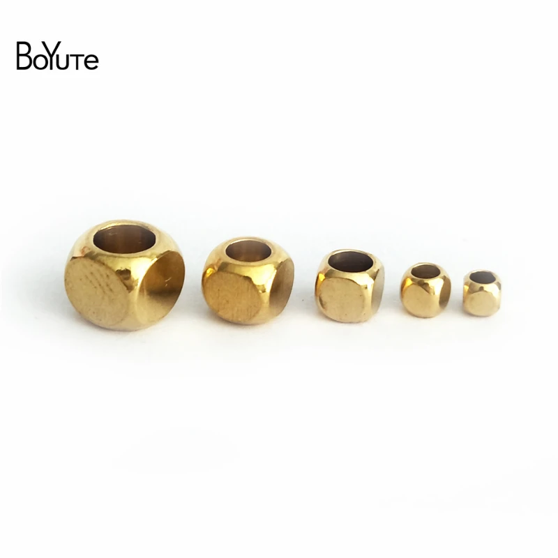 Фото BoYuTe (100 шт./лот) 2,5 мм 3 мм 4 мм 5 мм 6 мм Металлические латунные Непальские бусины Квадратные бусины для изготовления ювелирных изделий №2