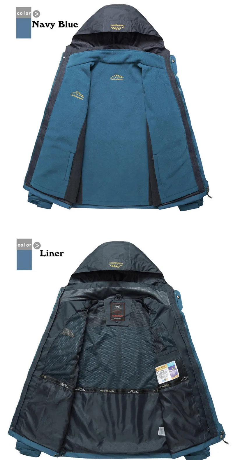 Большие размеры L~ 6XL, 7XL, 8XL, верхняя одежда, водонепроницаемое ветрозащитное дышащее теплое зимнее пальто, Мужская парка 2 в 1, лыжная куртка, Мужская одежда
