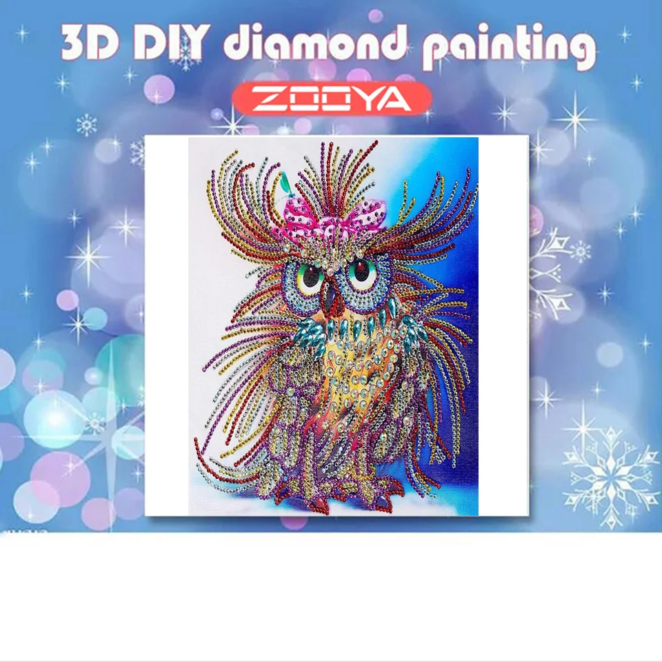 ZOOYA 5D DIY Алмазная Рождественская карта мультяшная картина сова вышивка крестом
