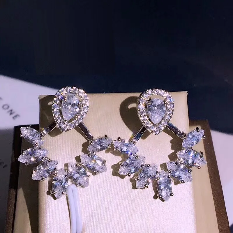 Хит продаж серьги гвоздики XF из меди и циркона в форме капли воды женские