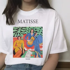 Женская футболка с принтом Matisse, летняя повседневная футболка в стиле Харадзюку с принтом, топы с рисунком