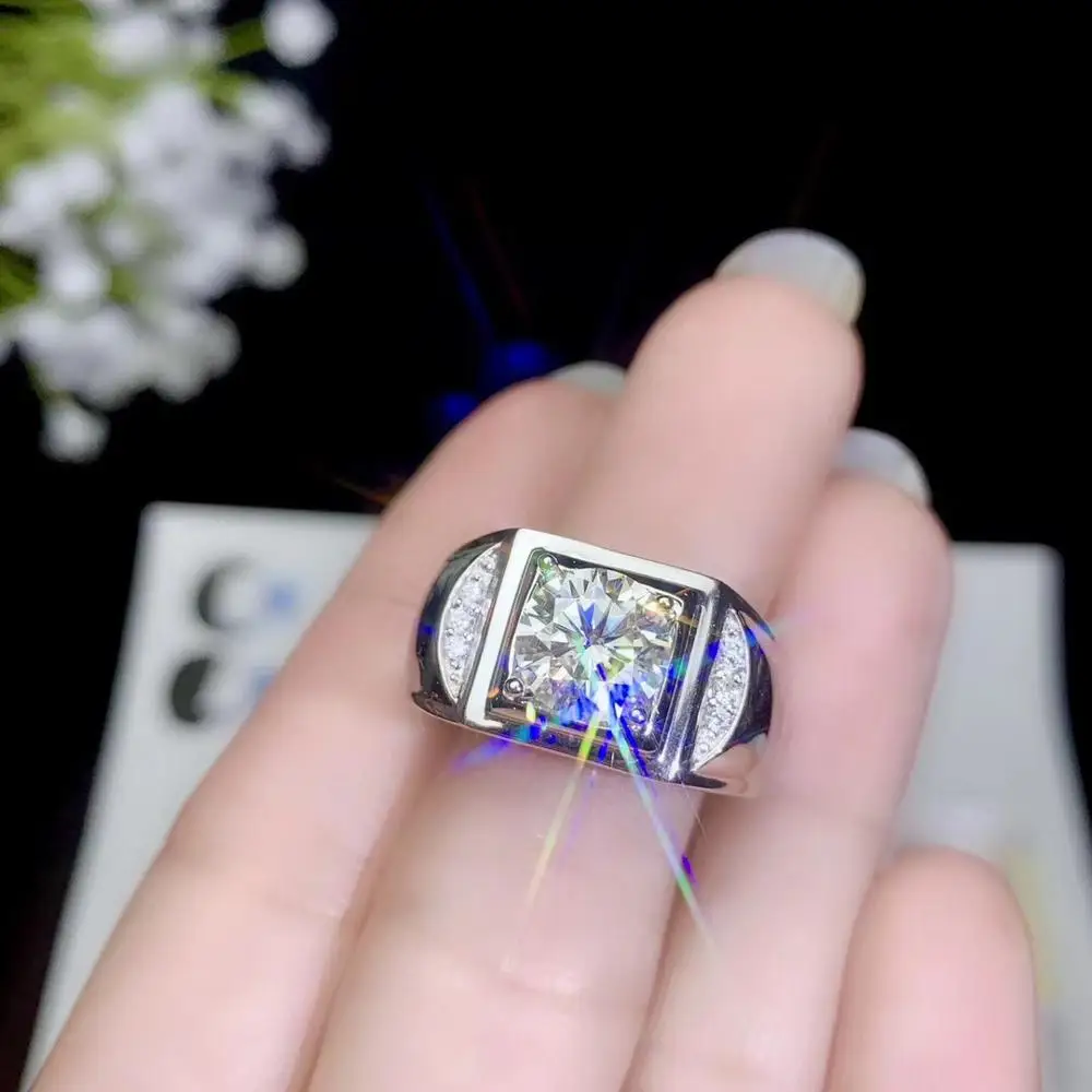 Мужское кольцо Moissanite Clara, теперь самый популярный драгоценный камень, обладает высокой твердостью, сравнимой с бриллиантами. 925 серебро