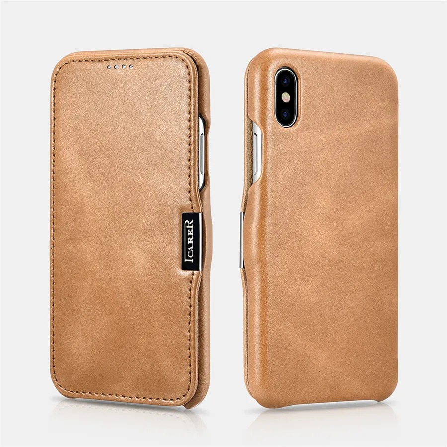 Чехол iCarer из натуральной кожи с откидной крышкой винтажная серия для iPhone 11 PRO MAX X XS