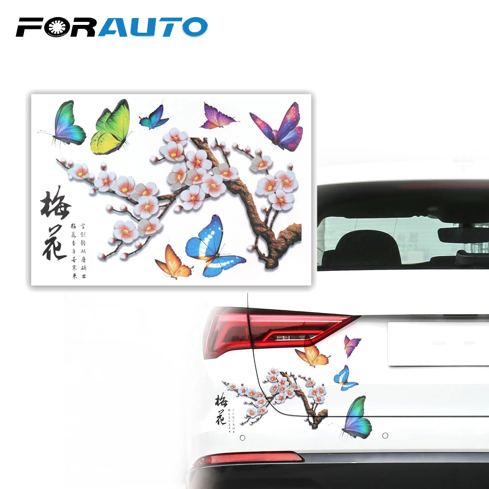 FORAUTO автомобильные наклейки Бабочка Слива 3D имитация царапин чехол стикер для