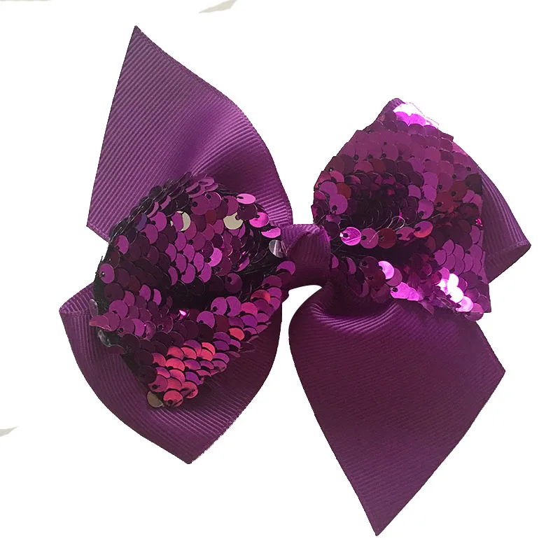 Purple 4,5 дюймов, заколки-бантики для волос с блестками, детские ленты для волос, банты для волос, заколки для волос, галстуки-бабочки для девочек, аксессуары для волос для малышей - Цвет: Purple