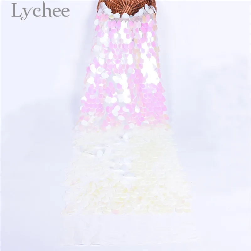 Lychee блестящая Лазерная кружевная ткань с блестками сетчатая для шитья Ткань DIY