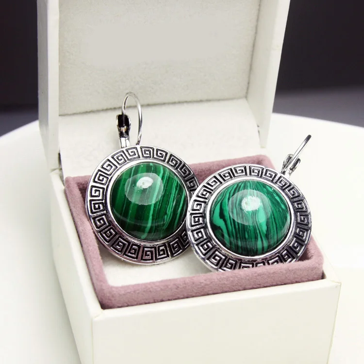 OCESRIO Ретро Винтаж ювелирные наборы зеленый малахитовый камень большой колье